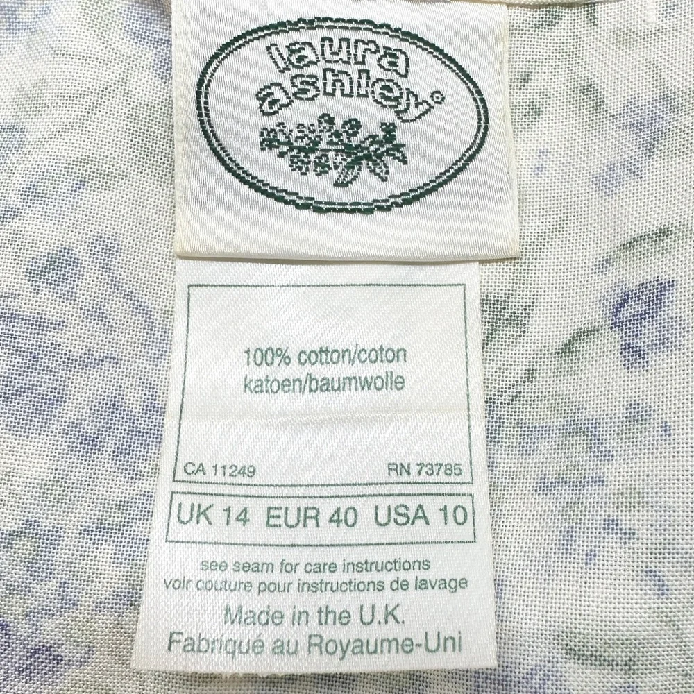 Vintage Laura Ashley Dress Floral Sz 10 Cotton Puff Sleeve Tea Party Cottagecore - Picture 9 of 15